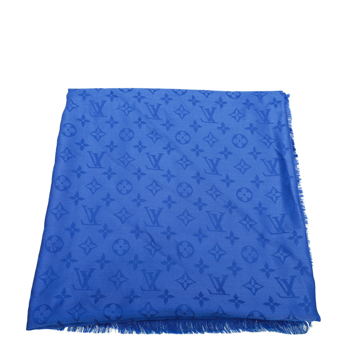 Louis Vuitton Electric Blue Monogram Classic Wool Silk Shawl