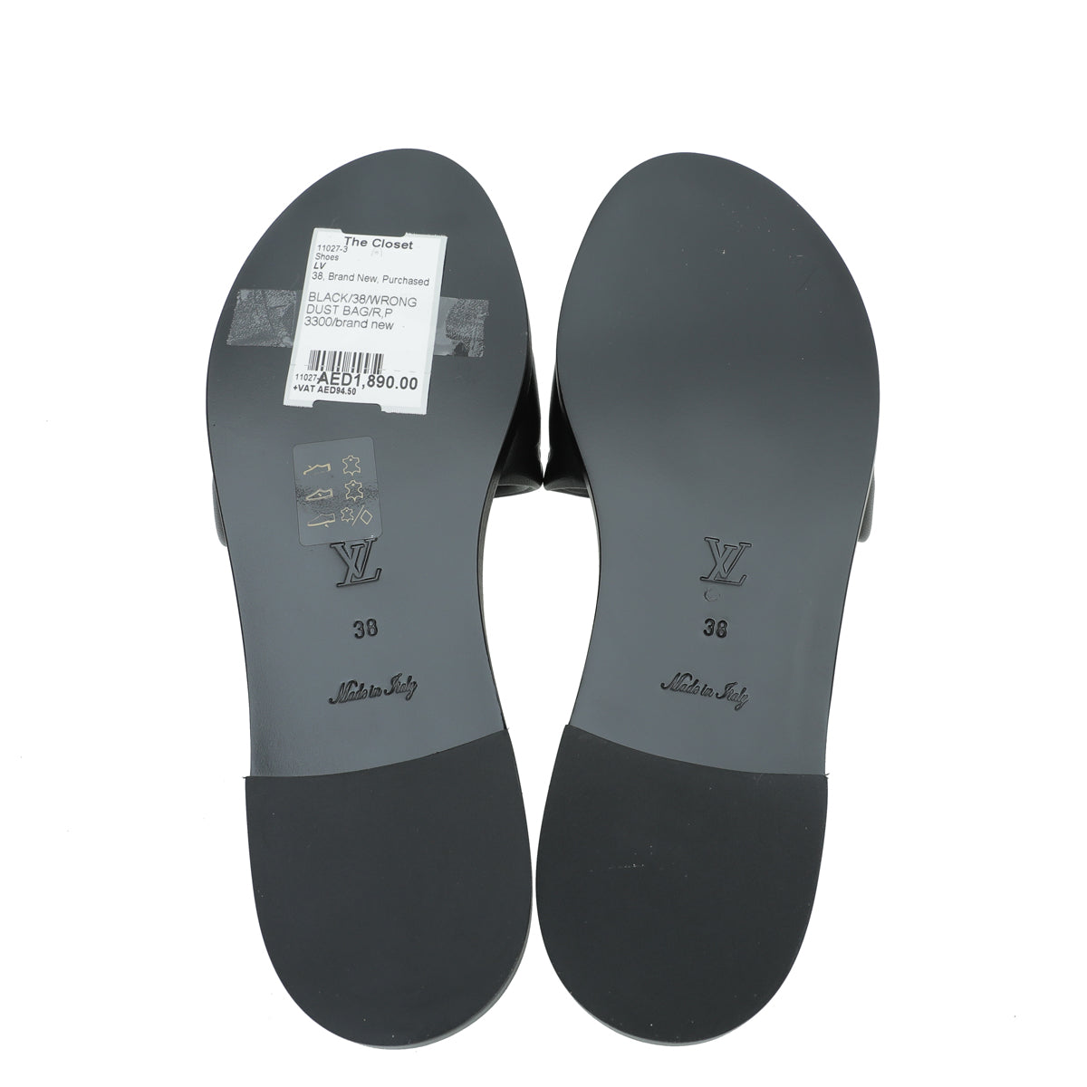 Louis Vuitton Black Monogram Embossed Revival Flat Mules 38