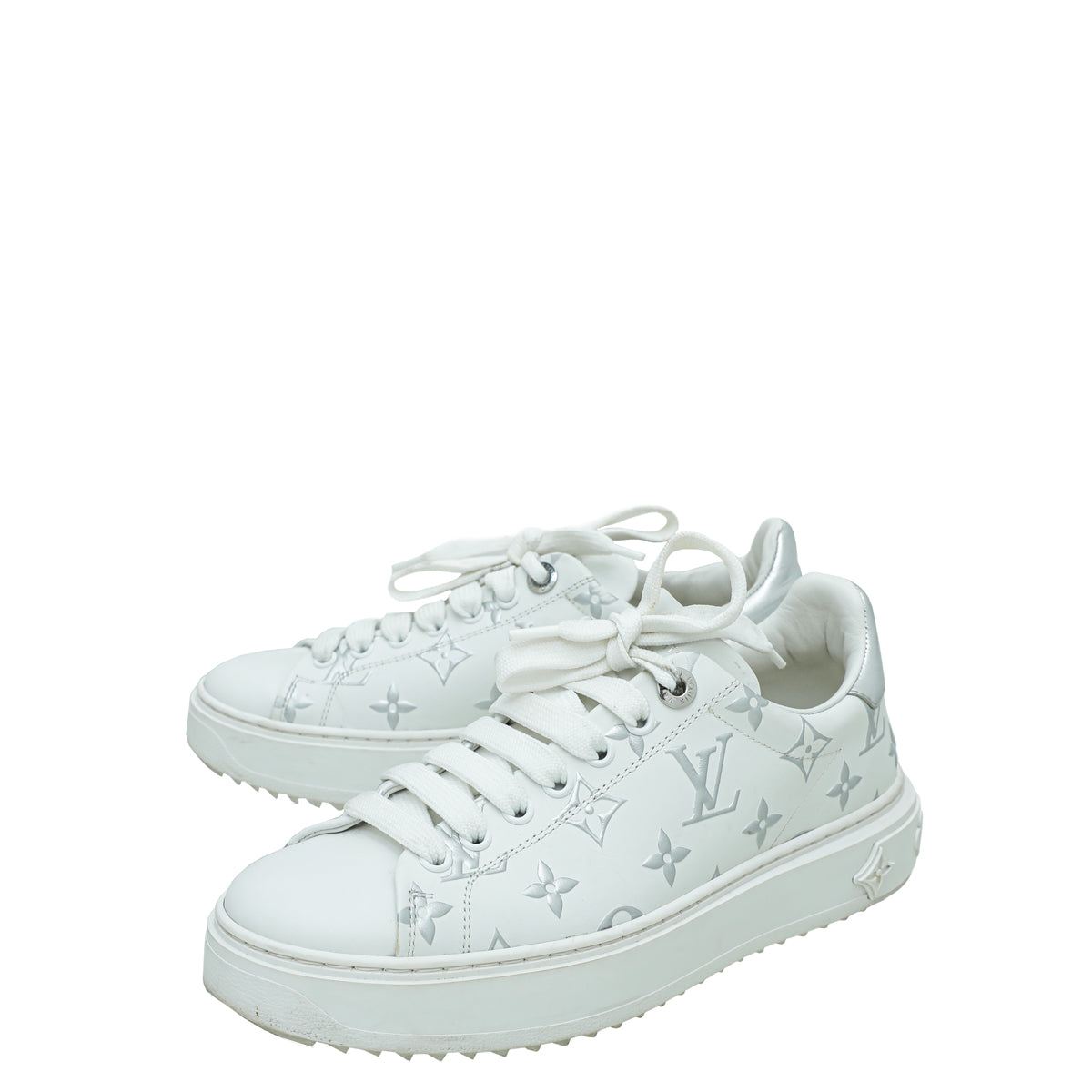 Louis Vuitton Bicolor Monogram Embossed Time Out Sneaker 37