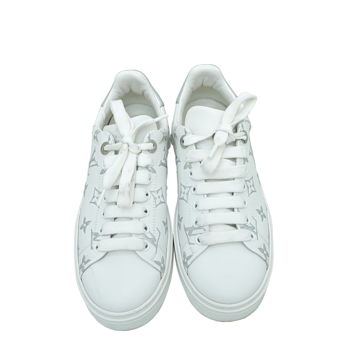 Louis Vuitton Bicolor Monogram Embossed Time Out Sneaker 37