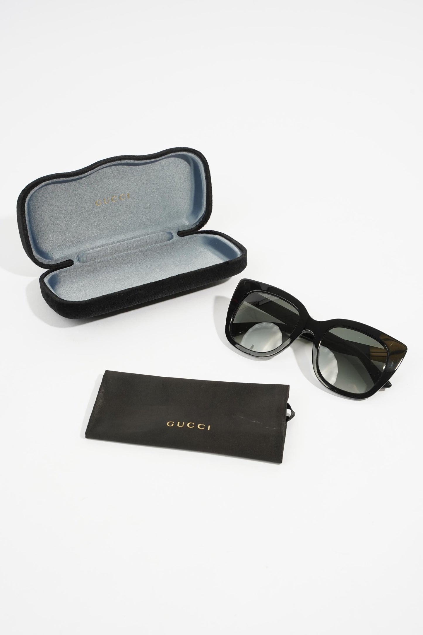 Gucci Square Sunglasses Black Acetate 51mm 22mm