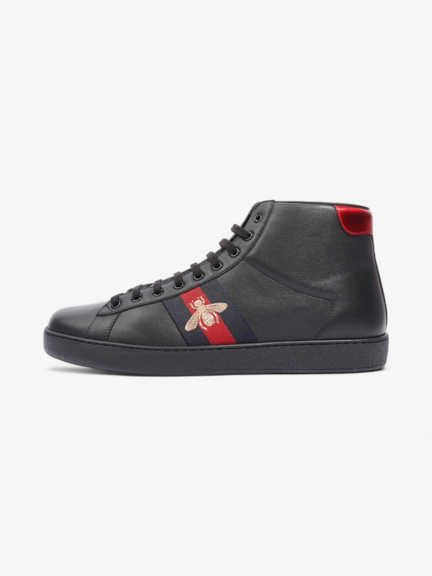 Gucci Bee Ace High-Top Black / Gold Leather EU 45 UK 11
