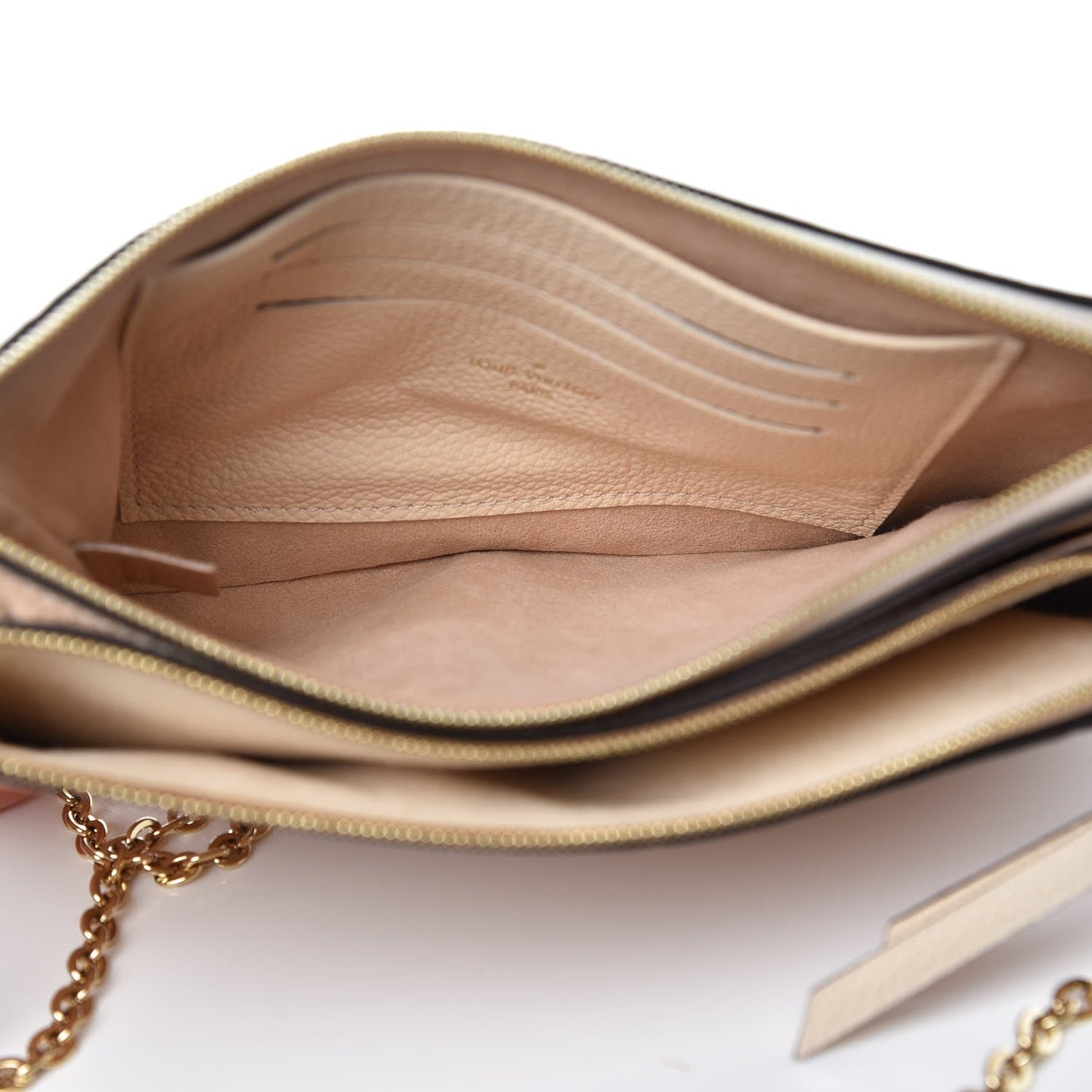 LOUIS VUITTON DOUBLE ZIP MONOGRAM EMPREINTE POCHETTE ON CHAIN