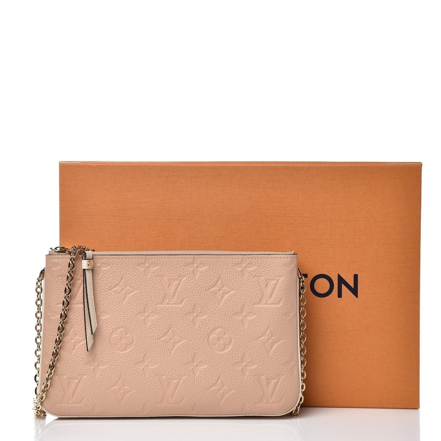 LOUIS VUITTON DOUBLE ZIP MONOGRAM EMPREINTE POCHETTE ON CHAIN