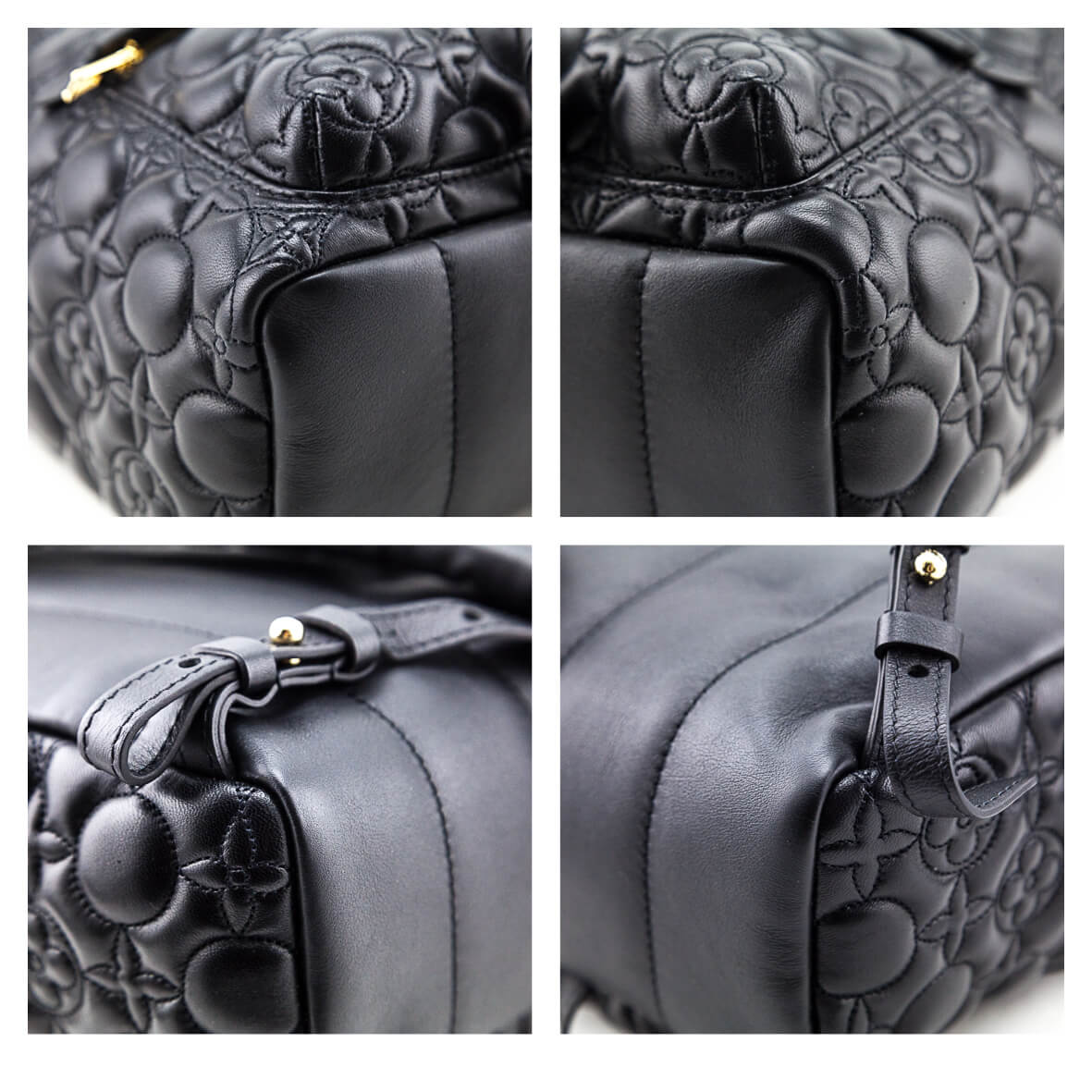 Louis Vuitton Black Lambskin Malletage Flower Palm Springs PM