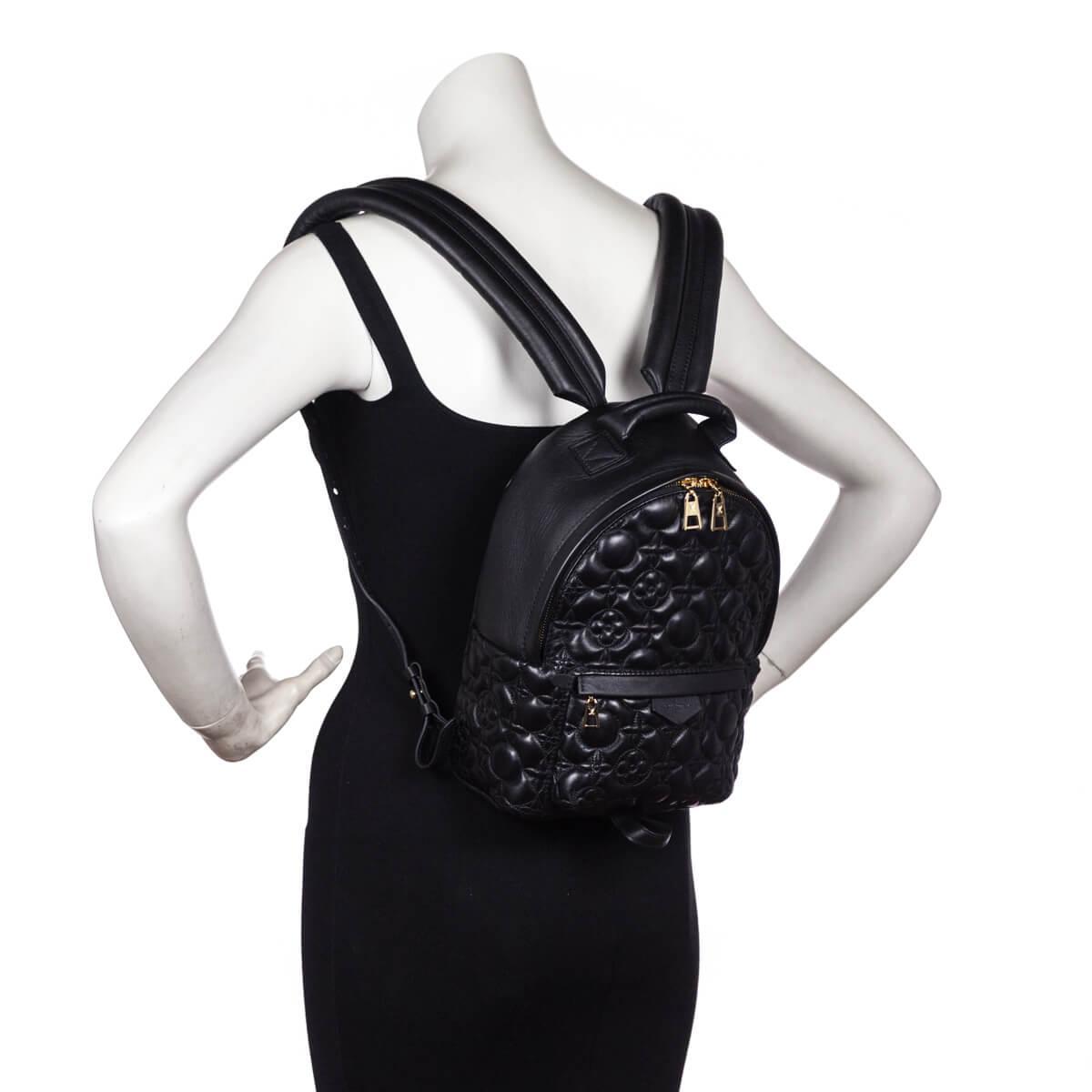 Louis Vuitton Black Lambskin Malletage Flower Palm Springs PM