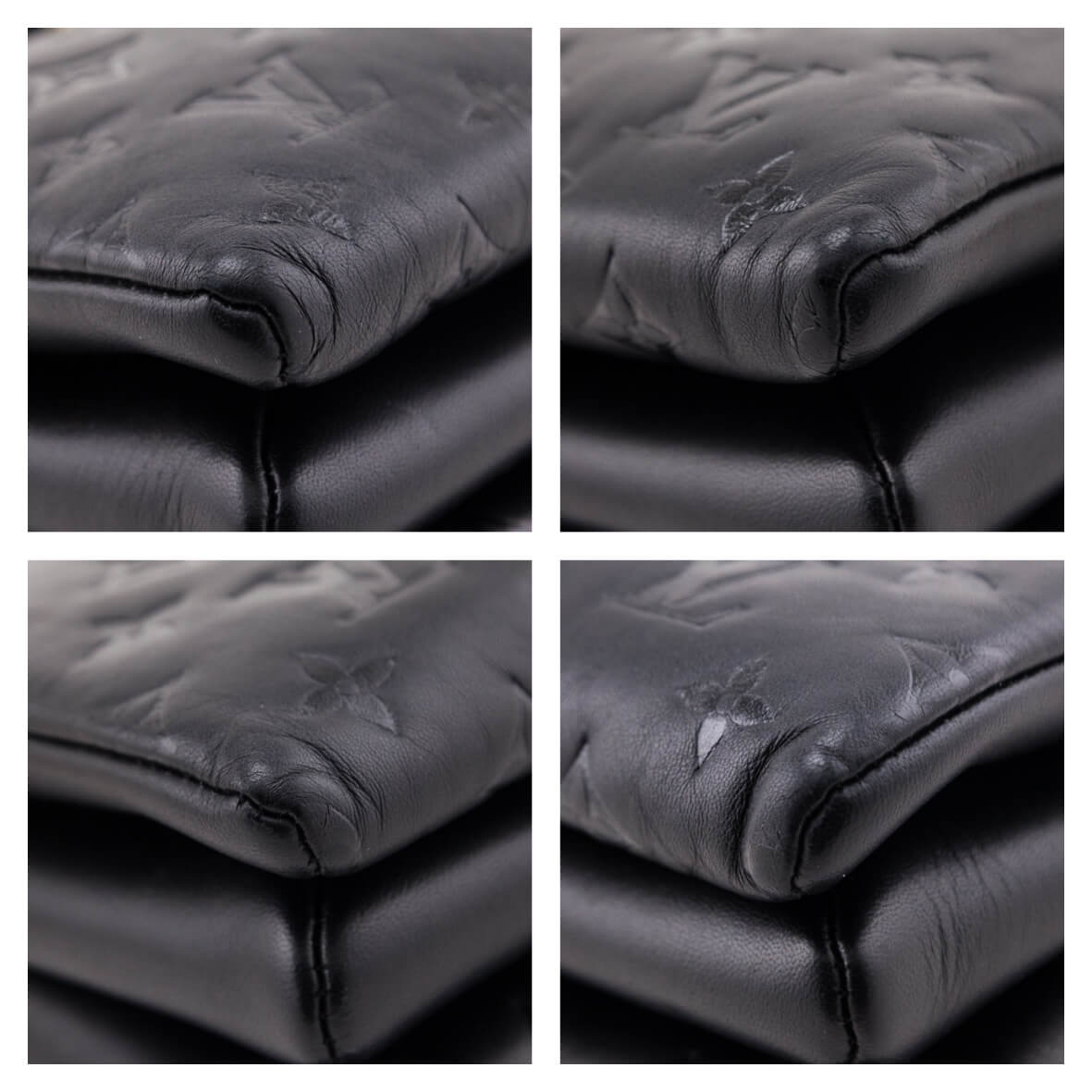 Louis Vuitton Black Monogram Embossed Lambskin Coussin PM