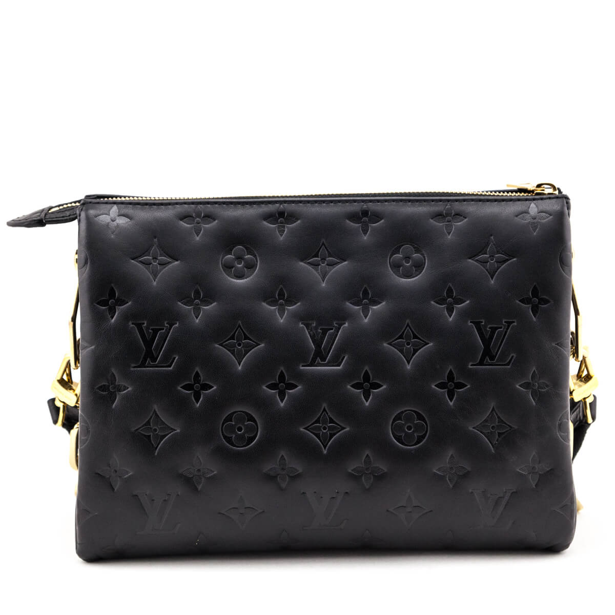Louis Vuitton Black Monogram Embossed Lambskin Coussin PM