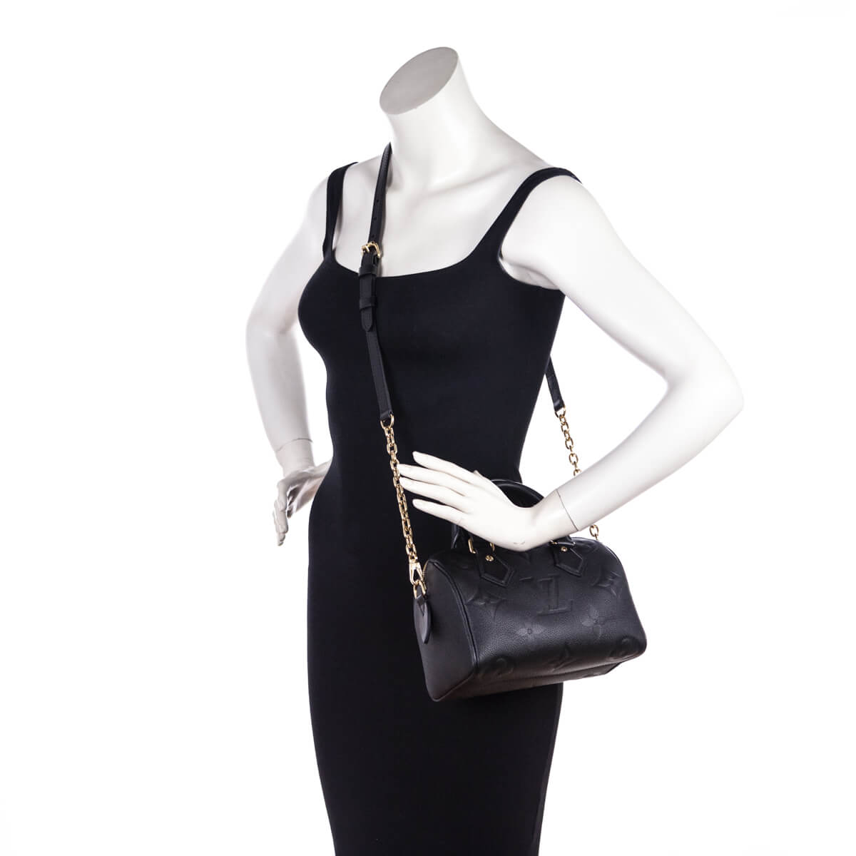 Louis Vuitton Black Monogram Empreinte Speedy Bandouliere 25