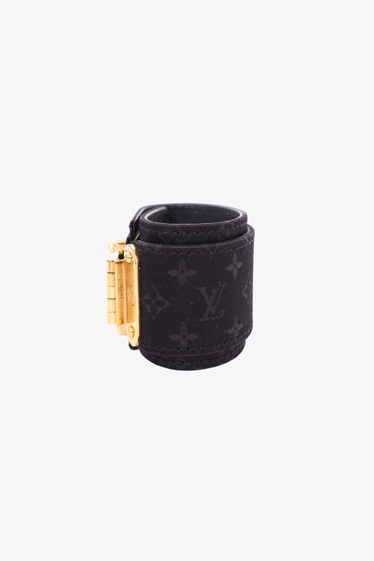 Louis Vuitton Black Monogram Satin Leather Bracelet Bangle