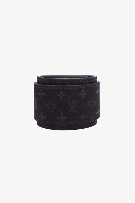 Louis Vuitton Black Monogram Satin Leather Bracelet Bangle
