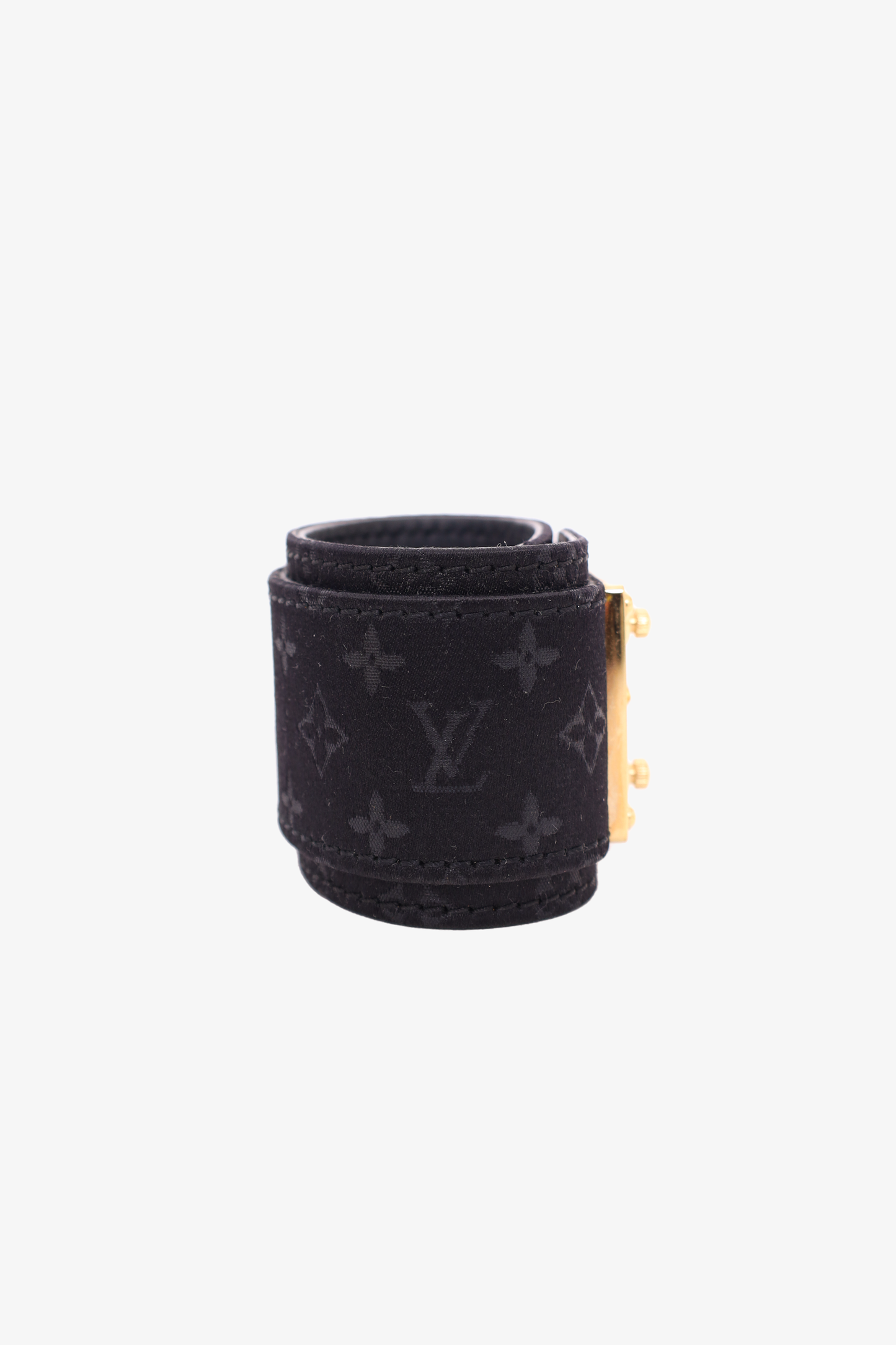 Louis Vuitton Black Monogram Satin Leather Bracelet Bangle