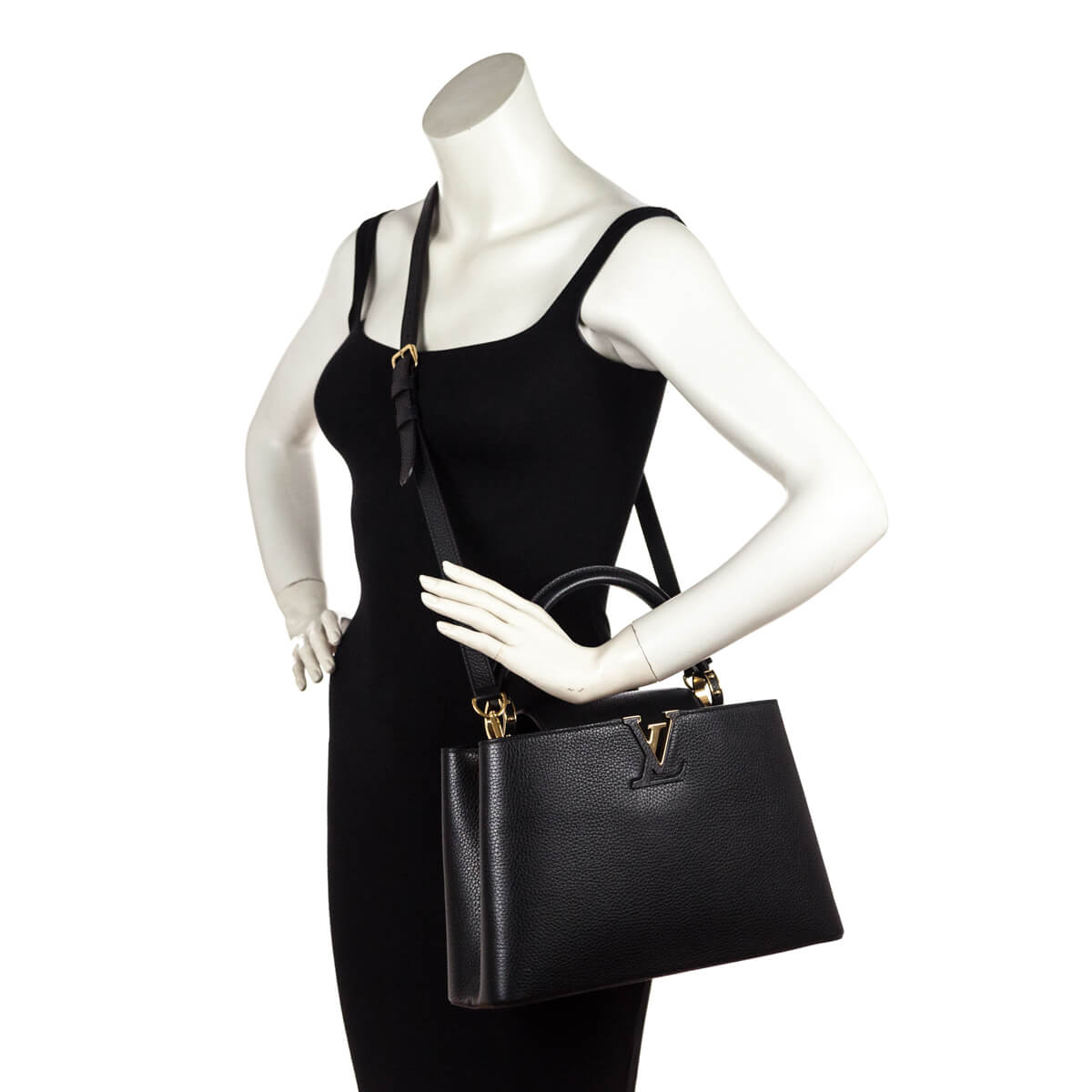 Louis Vuitton Black Taurillon Capucines PM