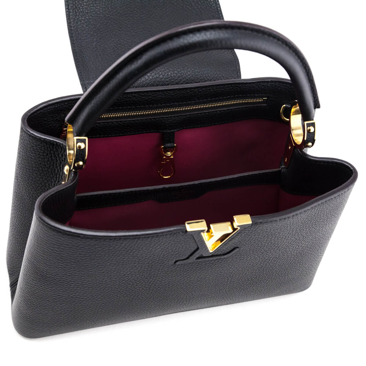 Louis Vuitton Black Taurillon Capucines PM