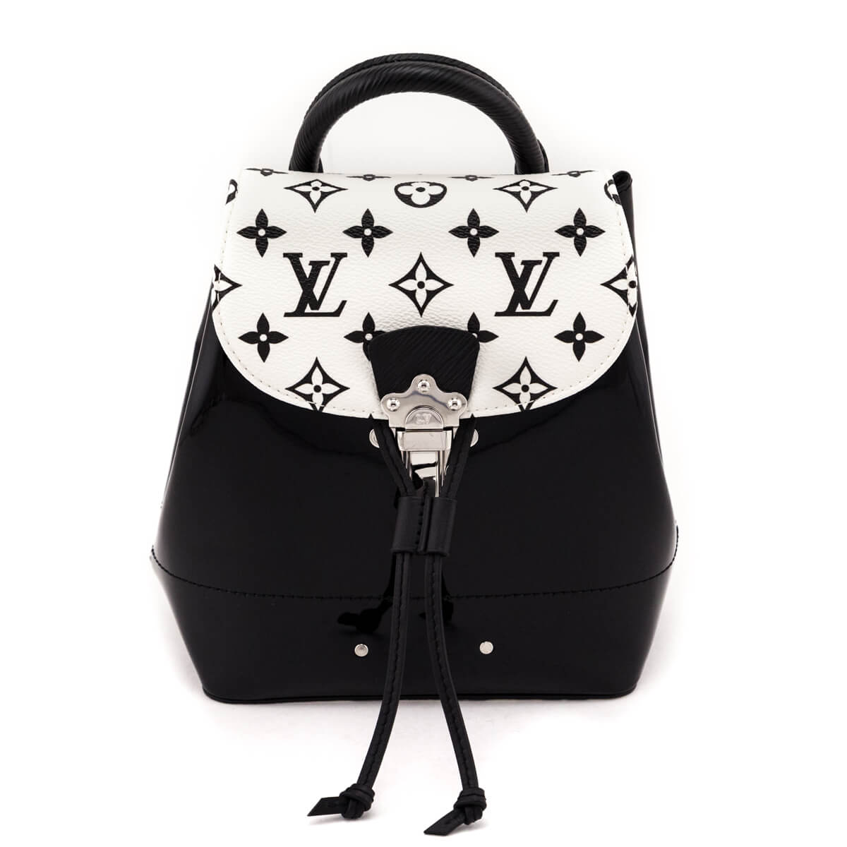 Louis Vuitton Black & White Monogram Patent Hot Springs Backpack