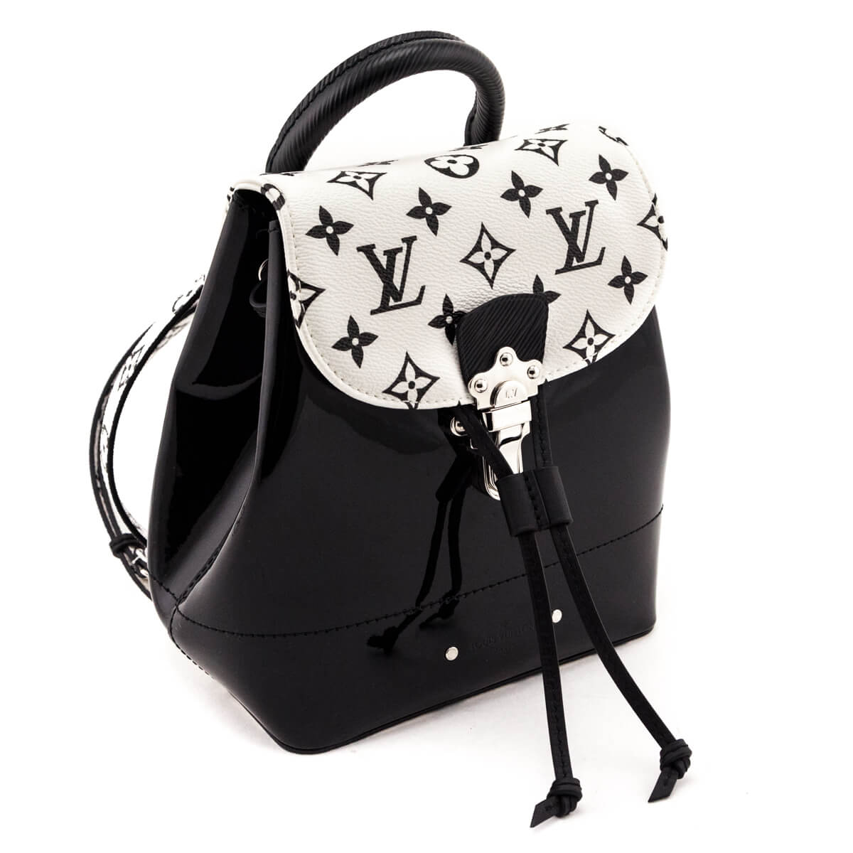 Louis Vuitton Black & White Monogram Patent Hot Springs Backpack