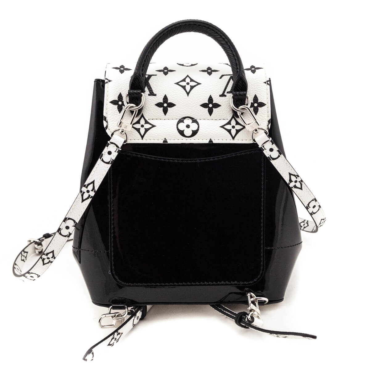 Louis Vuitton Black & White Monogram Patent Hot Springs Backpack