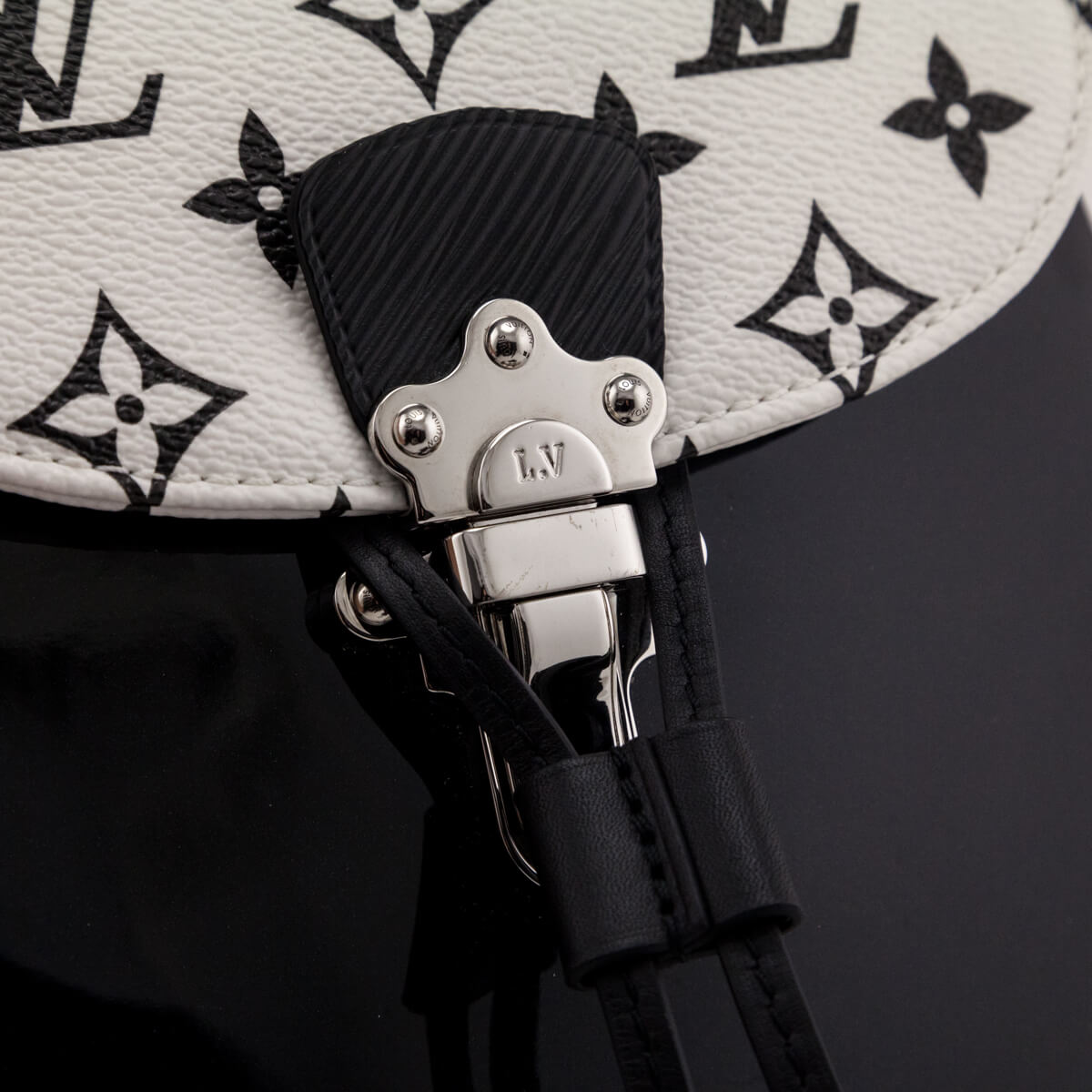 Louis Vuitton Black & White Monogram Patent Hot Springs Backpack