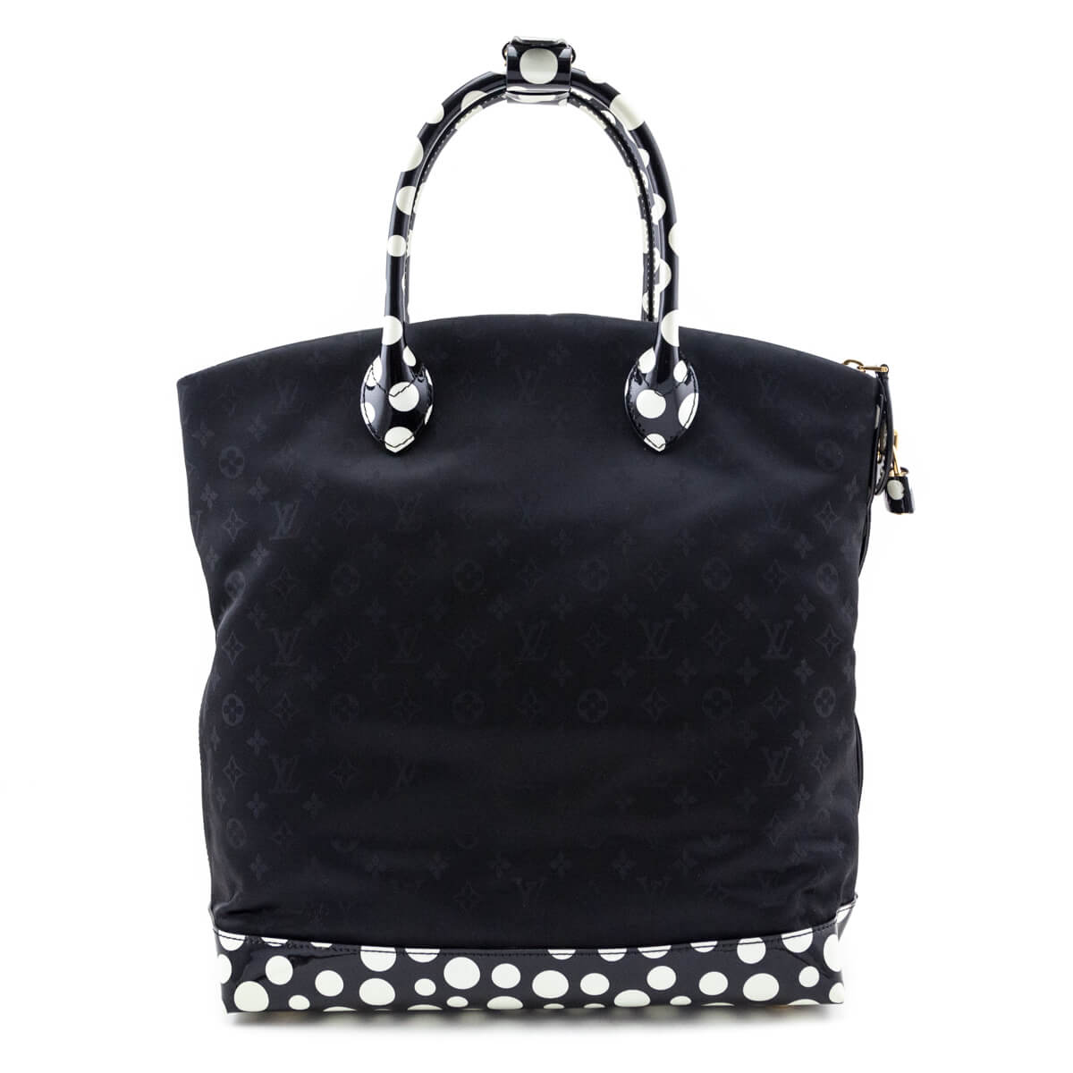 Louis Vuitton Black & White Nylon Monogram Kusama Infinity Dots Lockit MM Tote