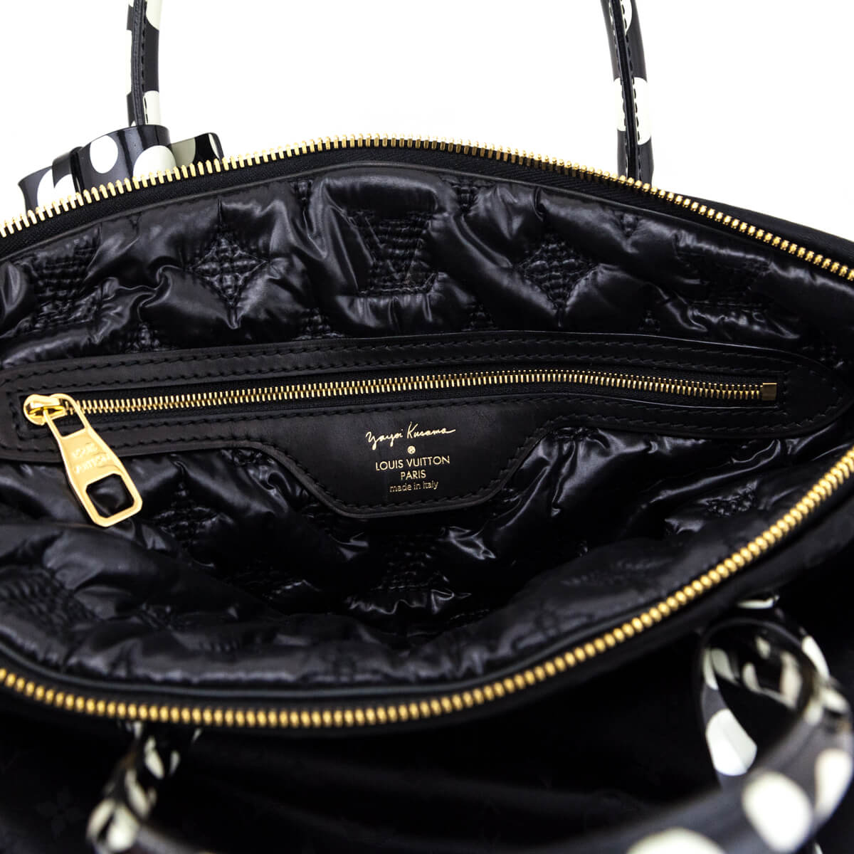 Louis Vuitton Black & White Nylon Monogram Kusama Infinity Dots Lockit MM Tote