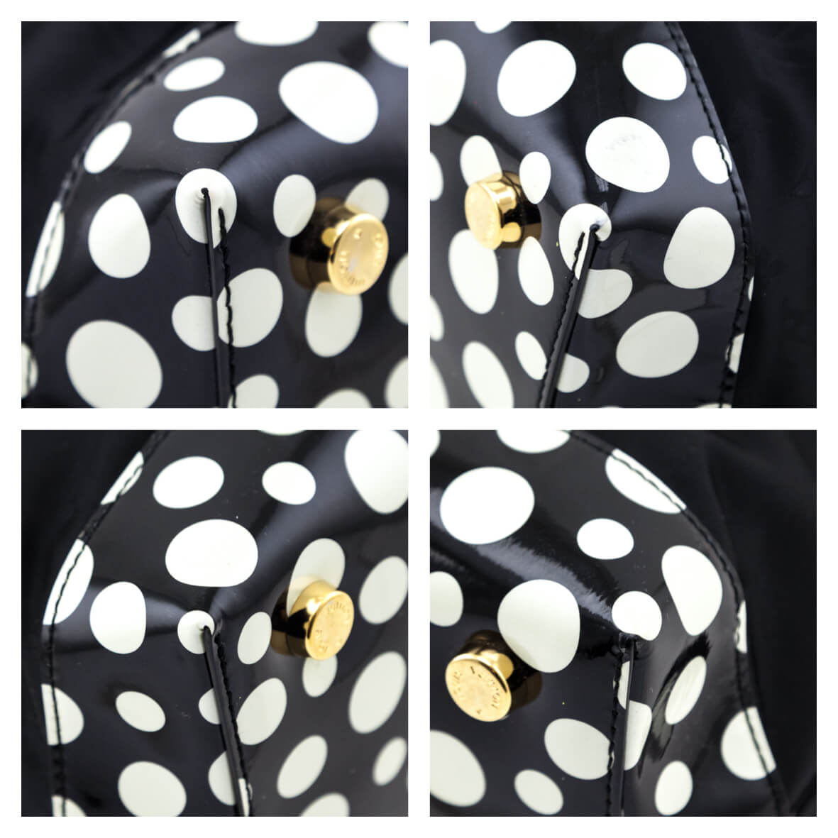 Louis Vuitton Black & White Nylon Monogram Kusama Infinity Dots Lockit MM Tote