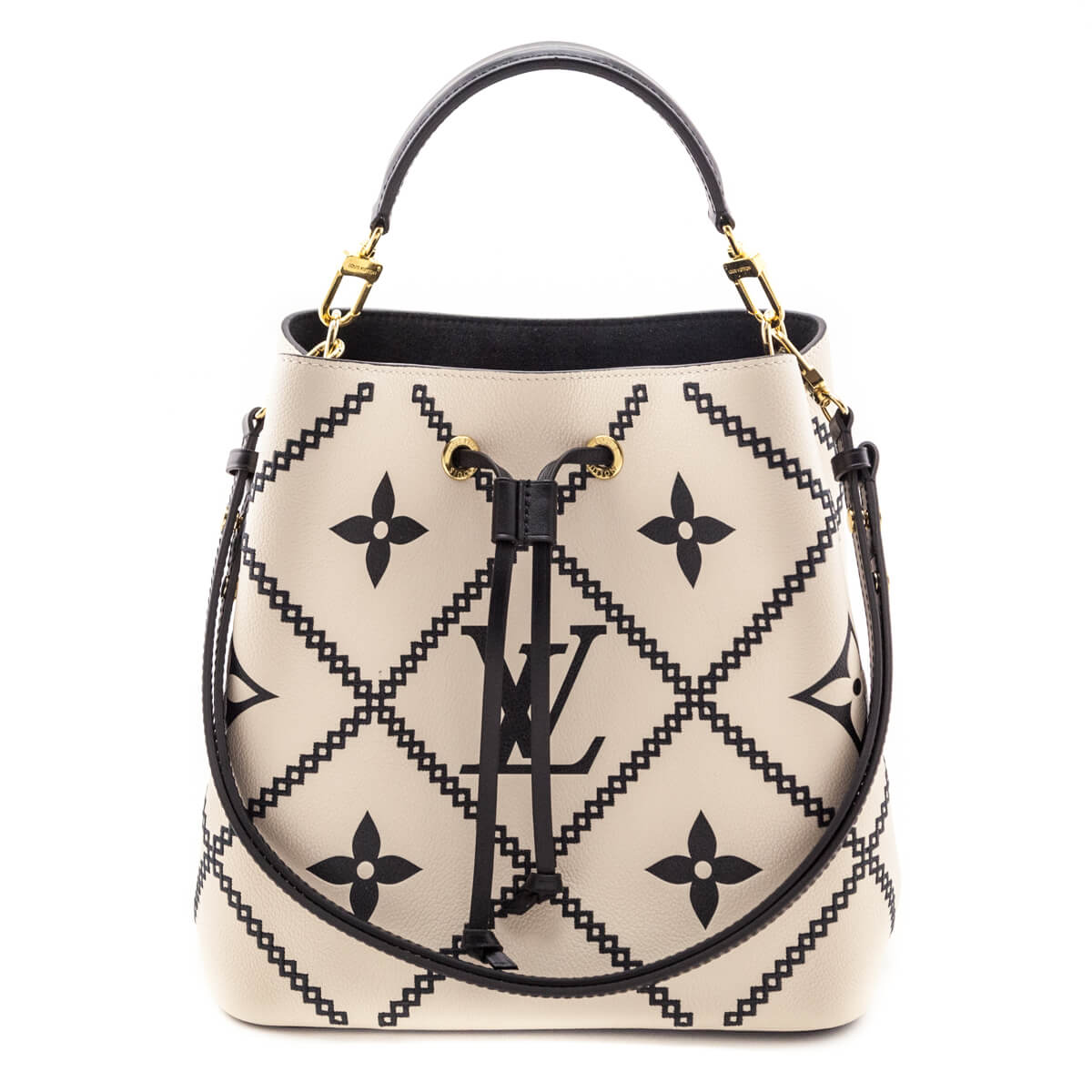 Louis Vuitton Cream & Black Empreinte Monogram Giant Broderies NeoNoe MM