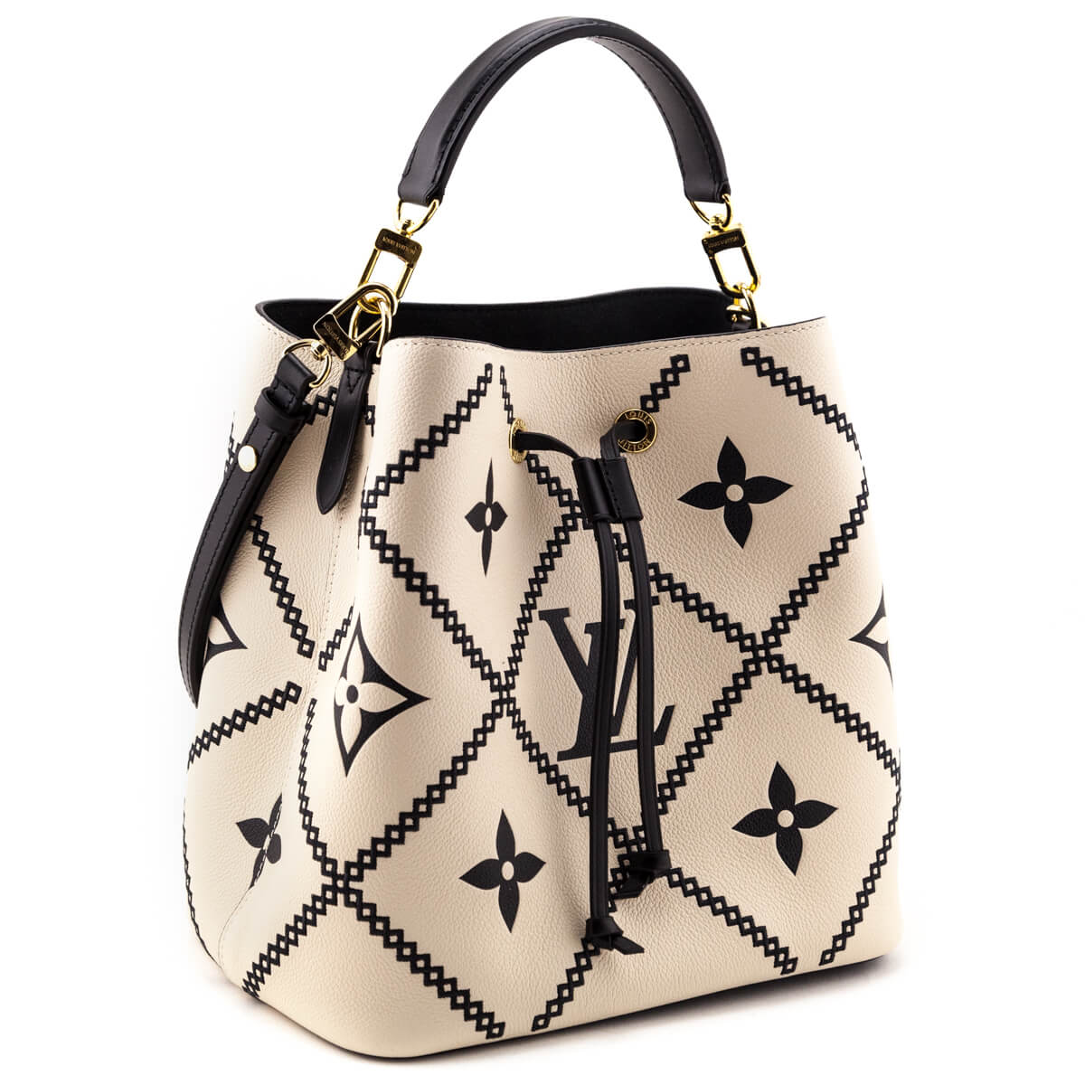 Louis Vuitton Cream & Black Empreinte Monogram Giant Broderies NeoNoe MM