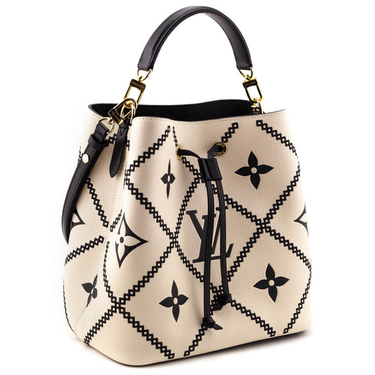 Louis Vuitton Cream & Black Empreinte Monogram Giant Broderies NeoNoe MM