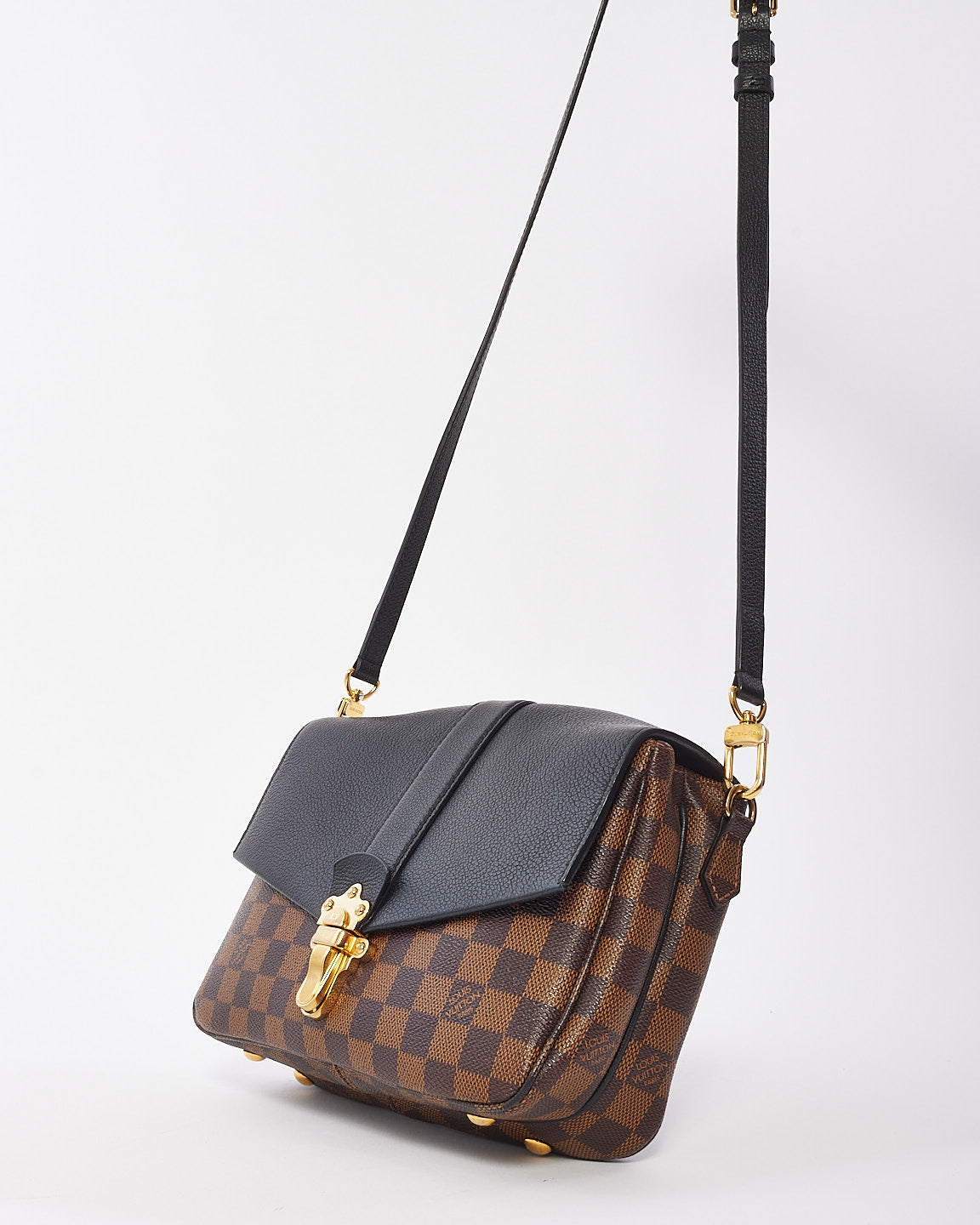 Louis Vuitton Damier Ebene & Black Leather Clapton Crossbody Bag PM