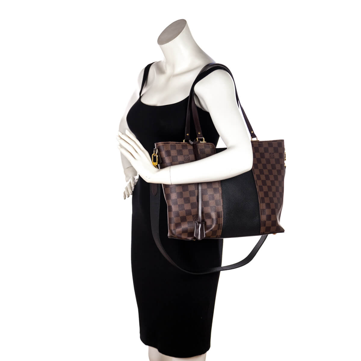 Louis Vuitton Damier Ebene & Black Taurillon Jersey Tote