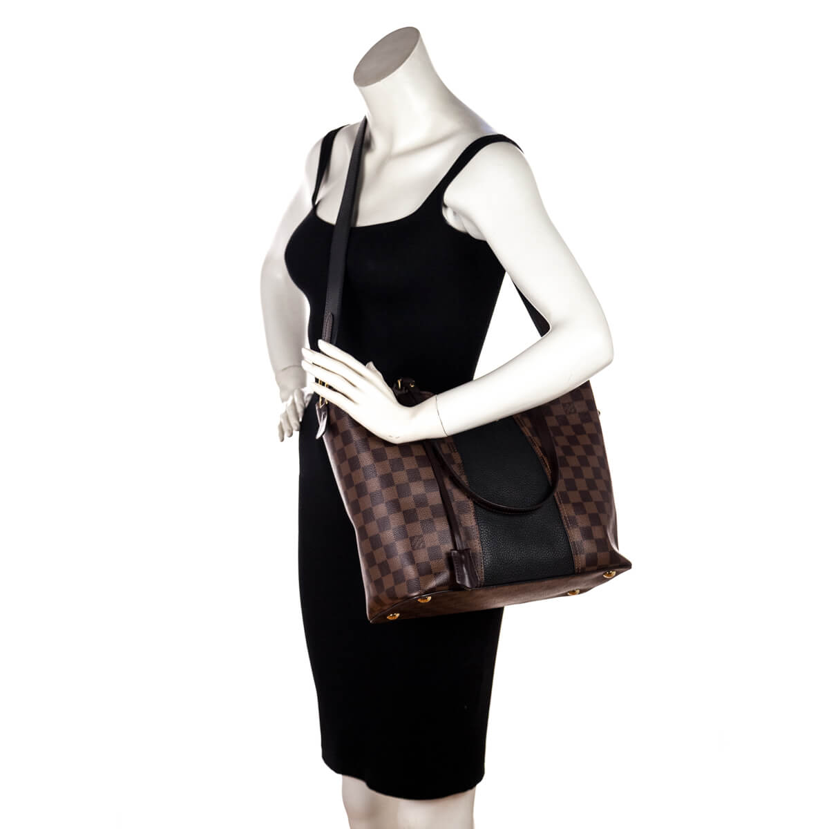 Louis Vuitton Damier Ebene & Black Taurillon Jersey Tote