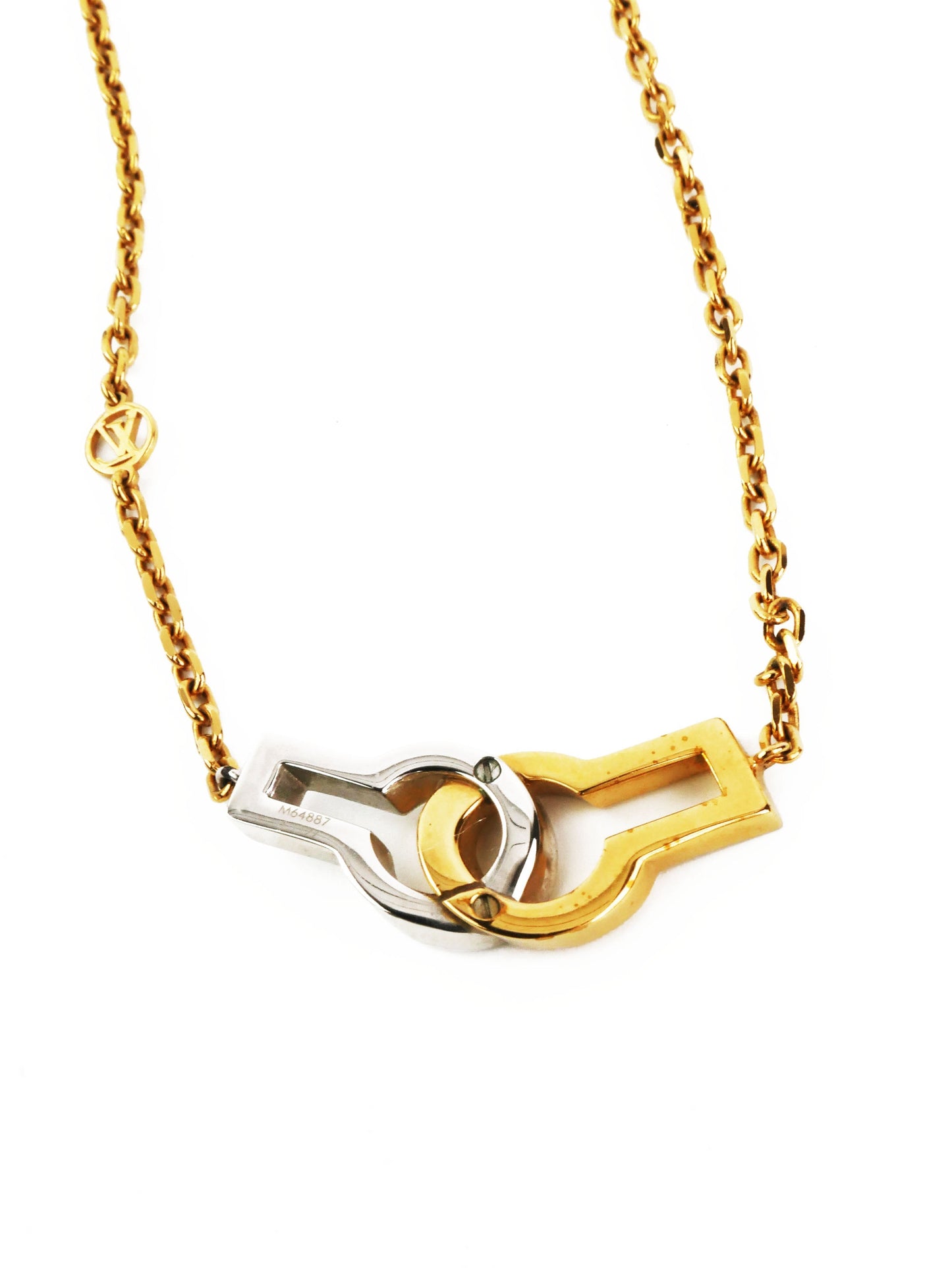 Louis Vuitton Gold & Silver Twin Locks Necklace
