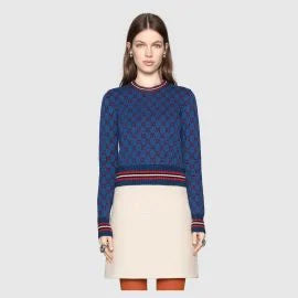 Gucci GG Lurex Jacquard Sweater in Blue
