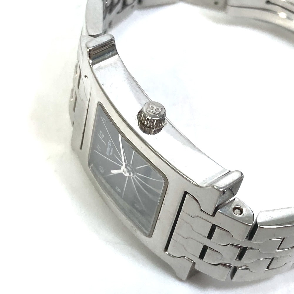 HERMES Watches Quartz HH1.210 Stainless Steel Silver H watch black dial Women Used