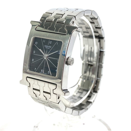 HERMES Watches Quartz HH1.210 Stainless Steel Silver H watch black dial Women Used