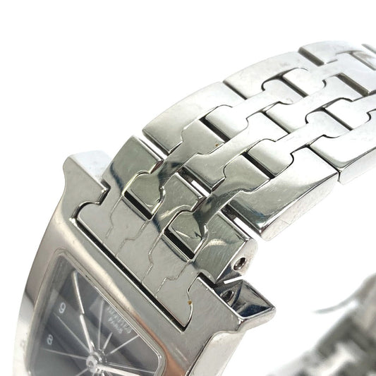 HERMES Watches Quartz HH1.210 Stainless Steel Silver H watch black dial Women Used