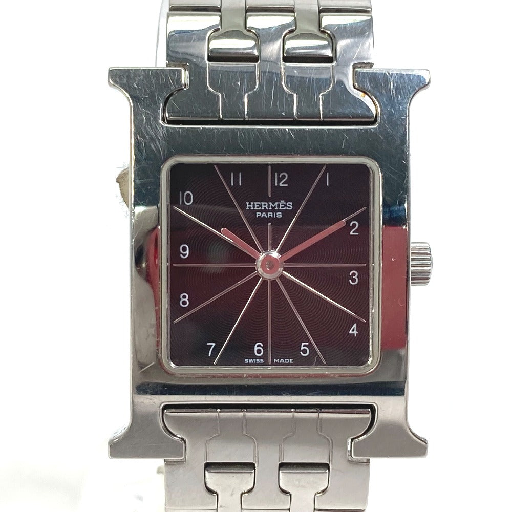 HERMES Watches Quartz HH1.210 Stainless Steel Silver H watch black dial Women Used