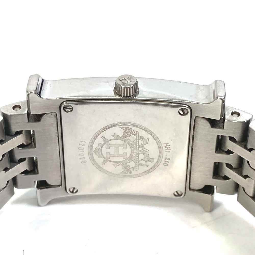 HERMES Watches Quartz HH1.210 Stainless Steel Silver H watch black dial Women Used