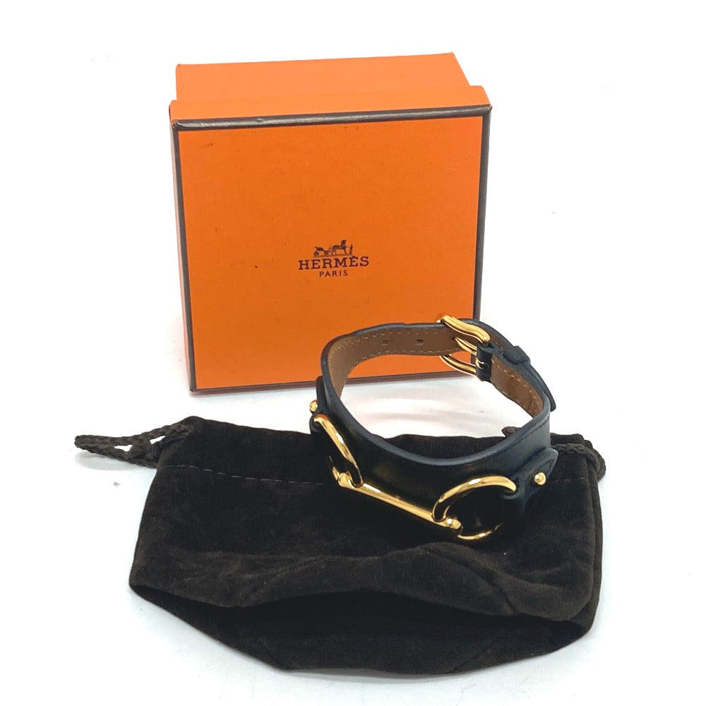 HERMES bracelet Vaux Swift black Horsebit Women T2 Used