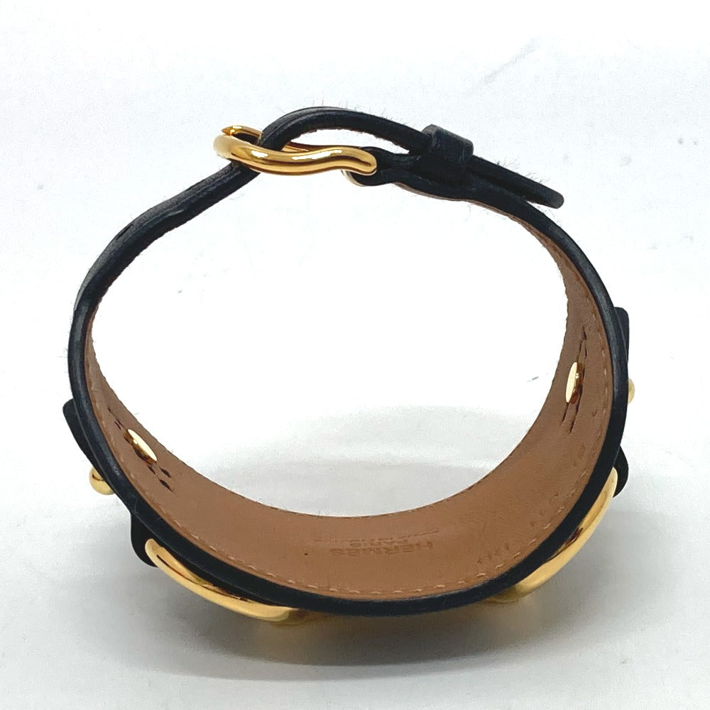 HERMES bracelet Vaux Swift black Horsebit Women T2 Used