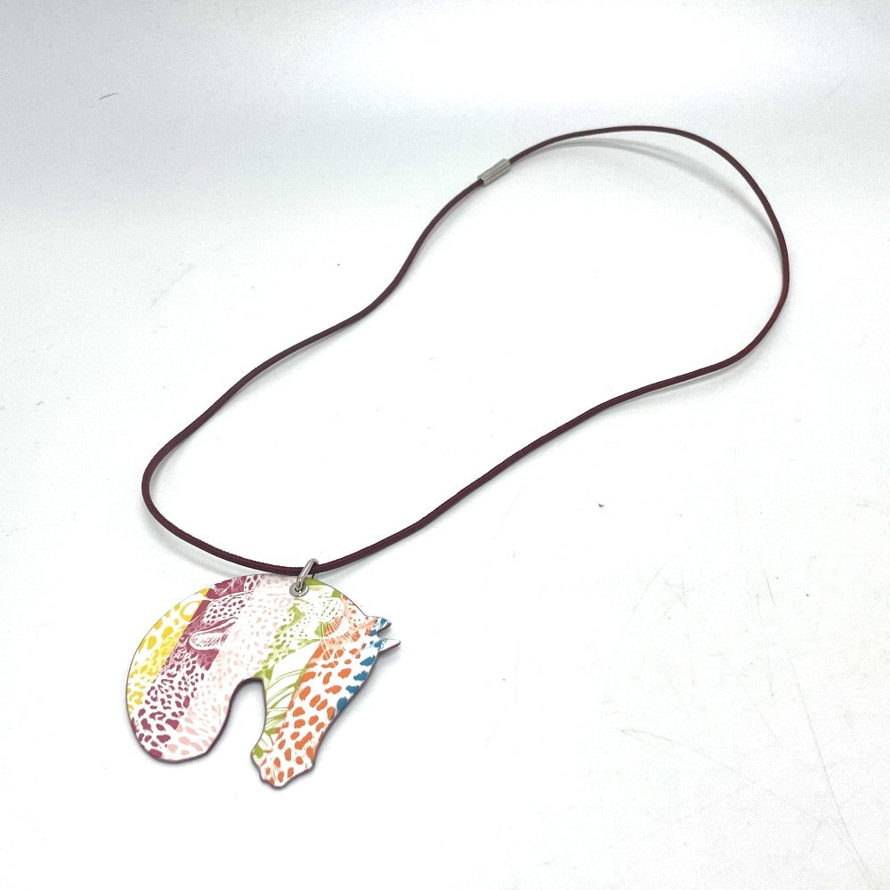 HERMES Necklace enamel multicolor Tattersall Tatouage GM Women Used