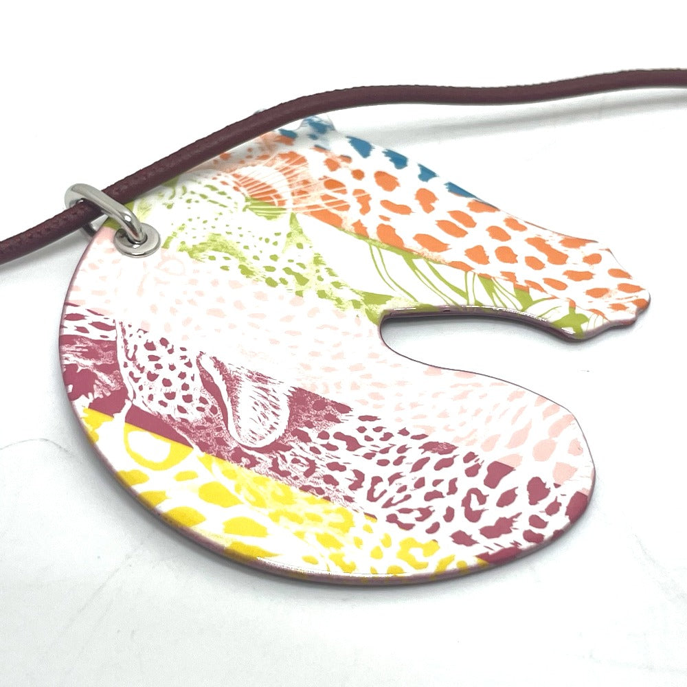 HERMES Necklace enamel multicolor Tattersall Tatouage GM Women Used