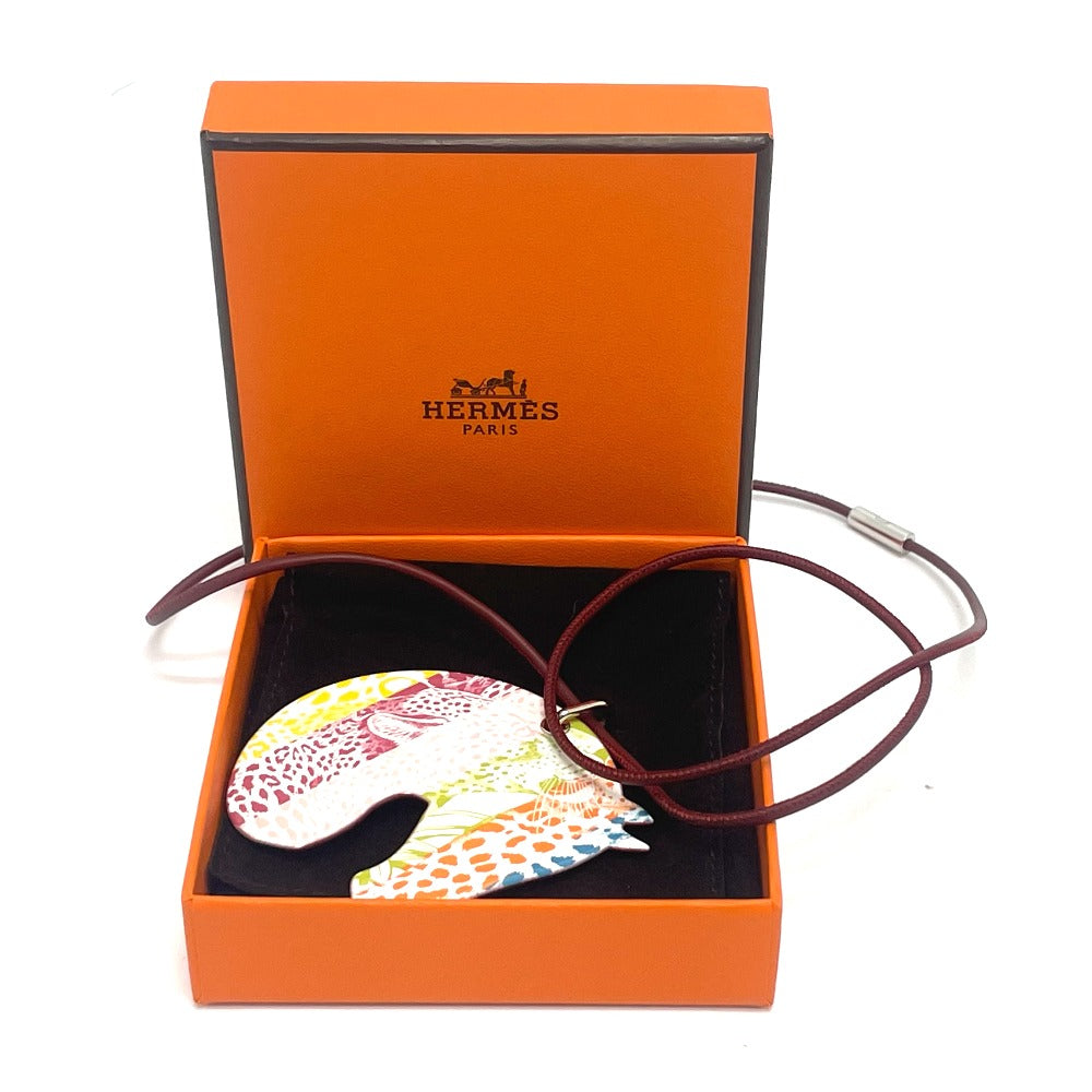 HERMES Necklace enamel multicolor Tattersall Tatouage GM Women Used