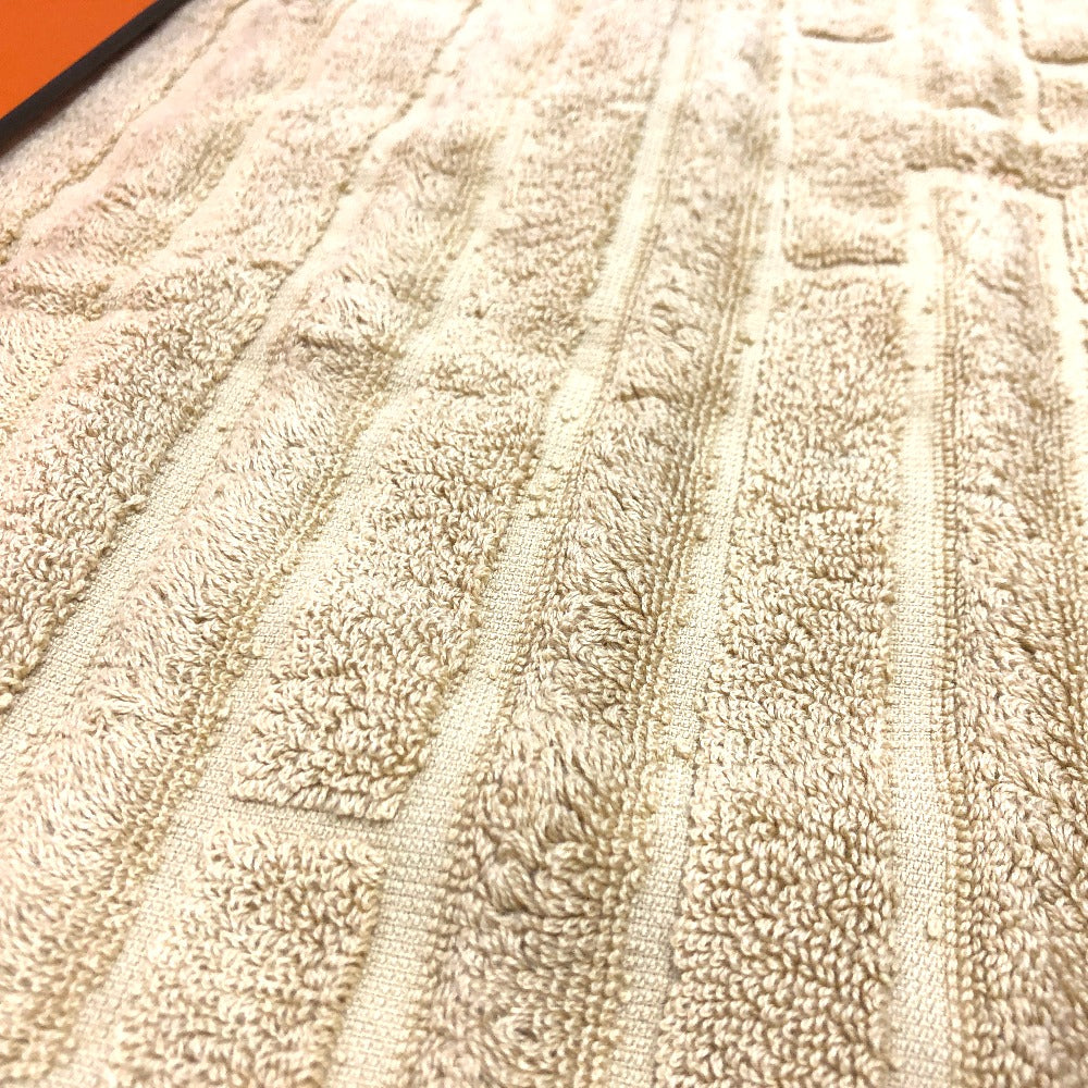 HERMES towel cotton Brown H logo labyrinth