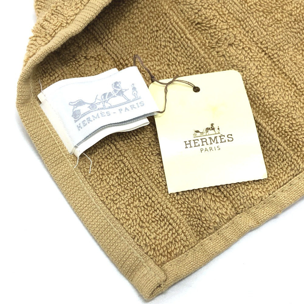 HERMES towel cotton Brown H logo labyrinth