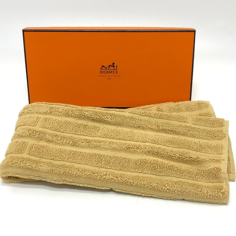 HERMES towel cotton Brown H logo labyrinth