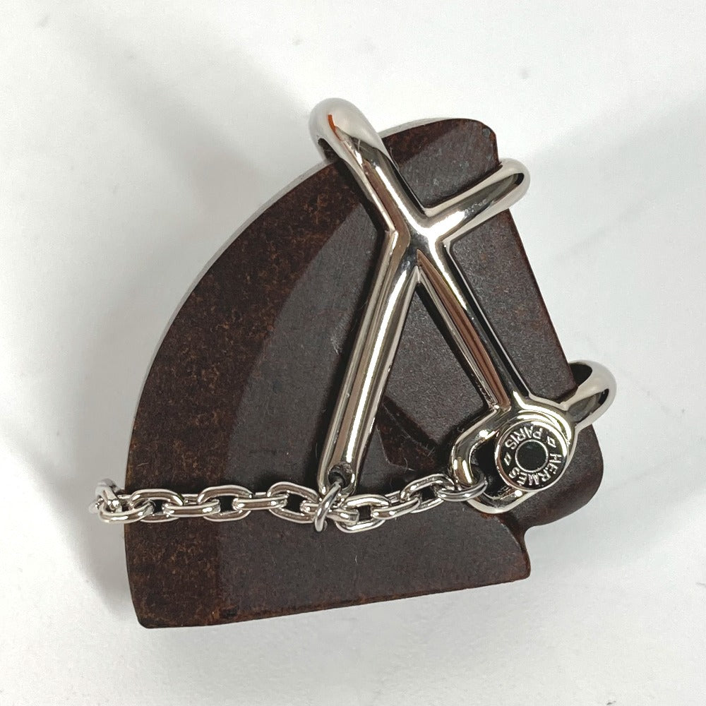 HERMES Brooch H077351FP01 Wood Brown horse cheval Badge Cheval Vulcanium Women Used