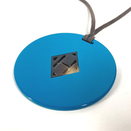 HERMES Necklace lacquer blue Accessories Buffalo horn Women Used