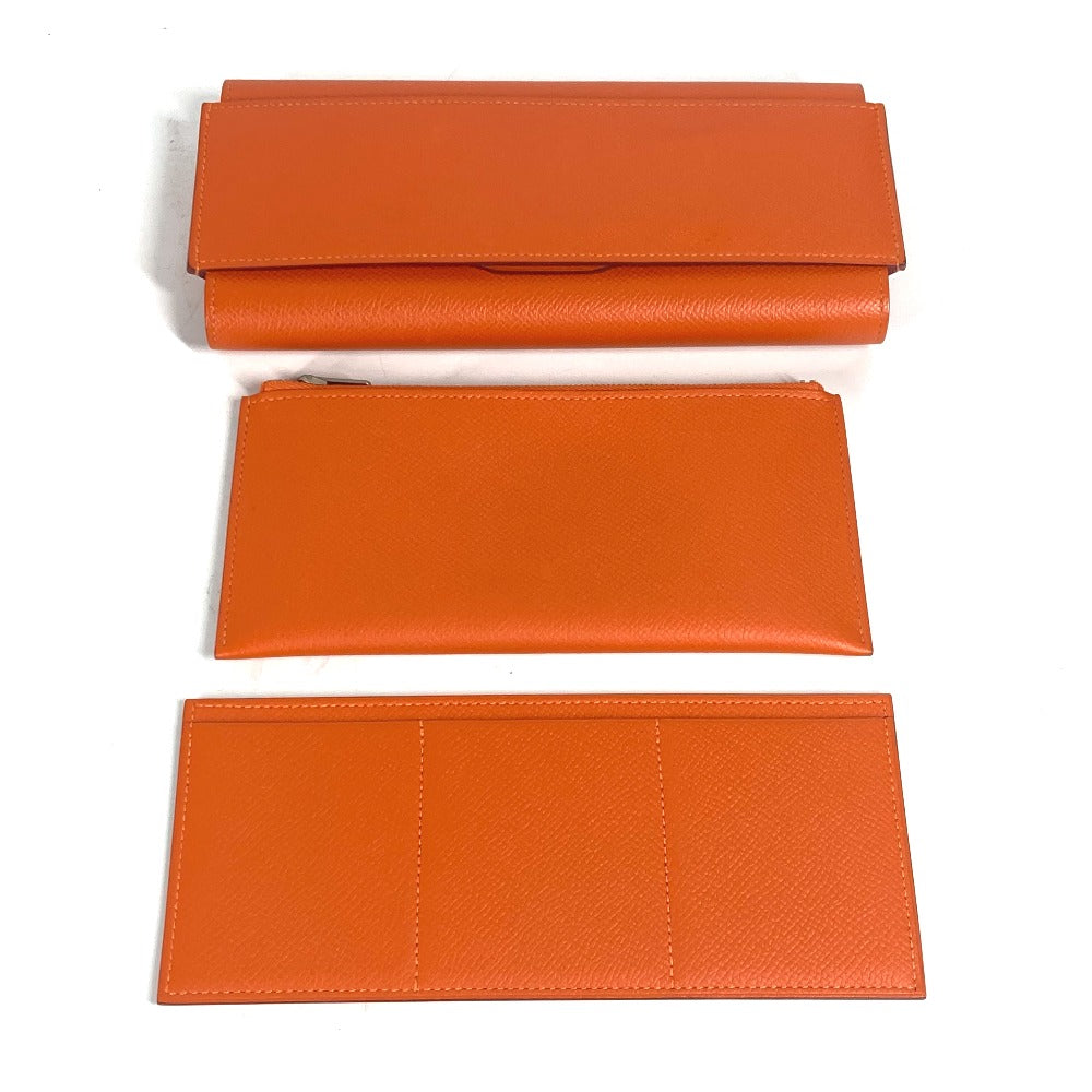 HERMES Long Wallet Purse Epsom Orange Long wallet Passan Long