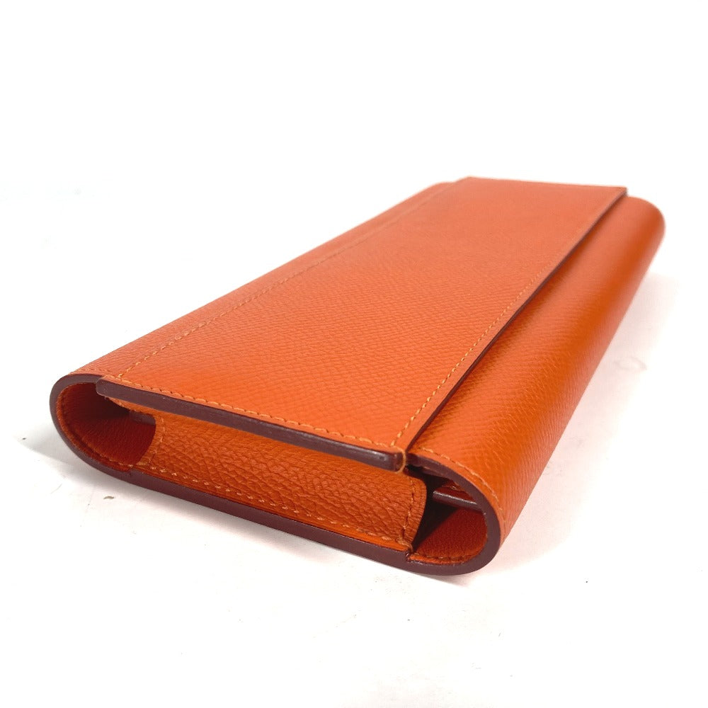 HERMES Long Wallet Purse Epsom Orange Long wallet Passan Long